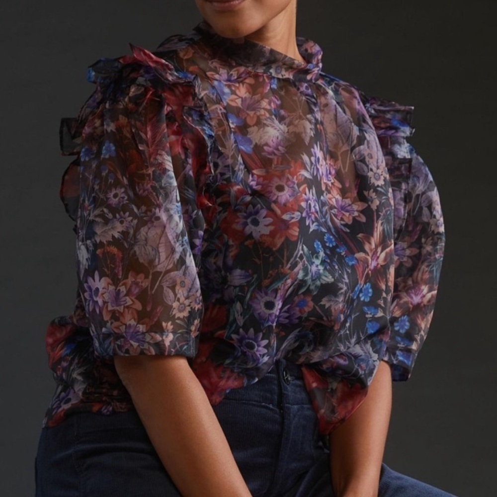 Maeve by Anthropologie  Organza Blouse Size XS